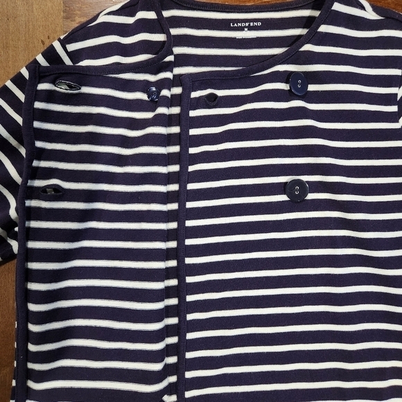 Lands End Women's Striped Cardigan ¾ Length Sleeve Size 10-12 - Picture 9 of 9